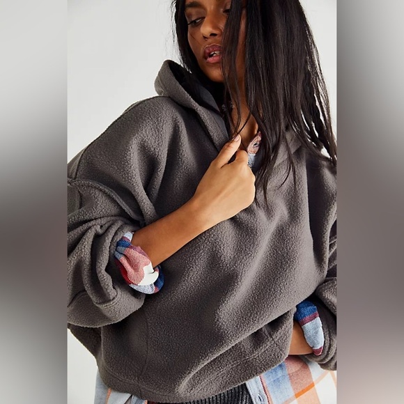 Free people Nebraska Oversized Fleece Crop Hoodie - Picture 3 of 4